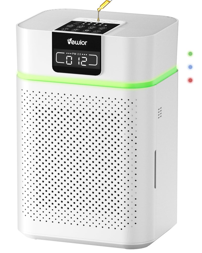VEWIOR Air Purifier for Home 1800 FtÂ² Coverage, PM2.5 Monitor & Air Quality Light, Large Bedroom with Essential Oil Diffuser, 15dB Sleep Mode, Timer & Child Lock, Pet Dander Wildfire Smoke Odor Dust Pollen - Image 1