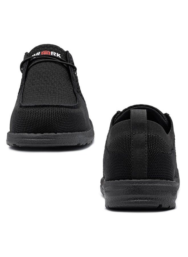 LARNMERN Wide Steel Toe Slip On Shoes Women Loafers Lightweight Comfortable Walking Safety Work Flats Sneakers(9.5 Women, Black) - Image 4