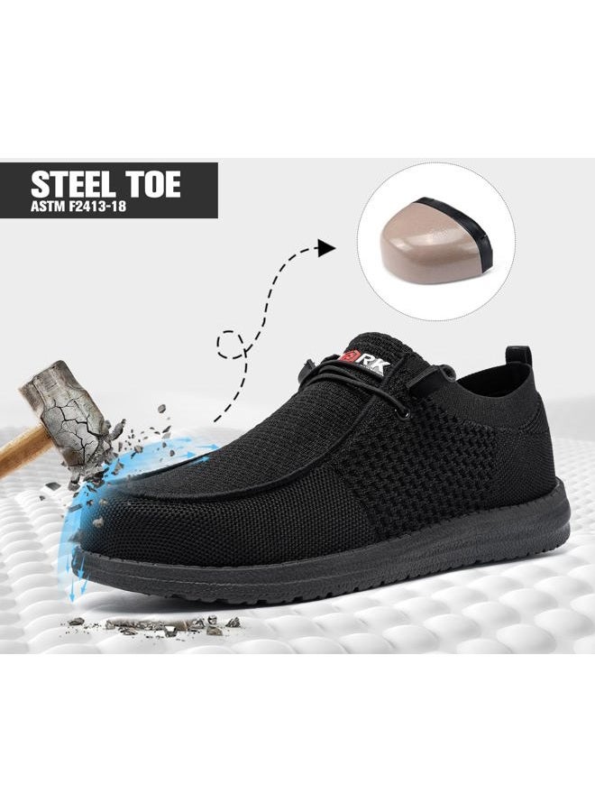 LARNMERN Wide Steel Toe Slip On Shoes Women Loafers Lightweight Comfortable Walking Safety Work Flats Sneakers(9.5 Women, Black) - Image 5