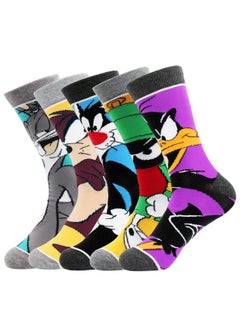Funny Cartoon Socks Men 5 Pack Colorful Crazy Cute Character Patterned Cotton Novelty Dress Crew Socks Women Size 9-12