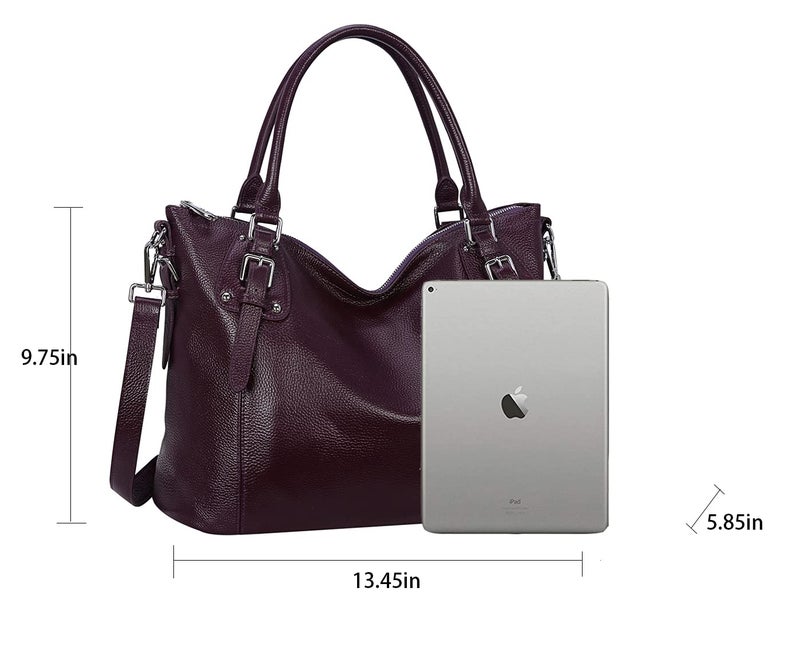 HESHE Genuine Leather Purses and Handbags for Women Tote Shoulder Bag Satchel Purse Top Handle Bags Hobo Crossbody Purse (Large,Violet) - Image 4