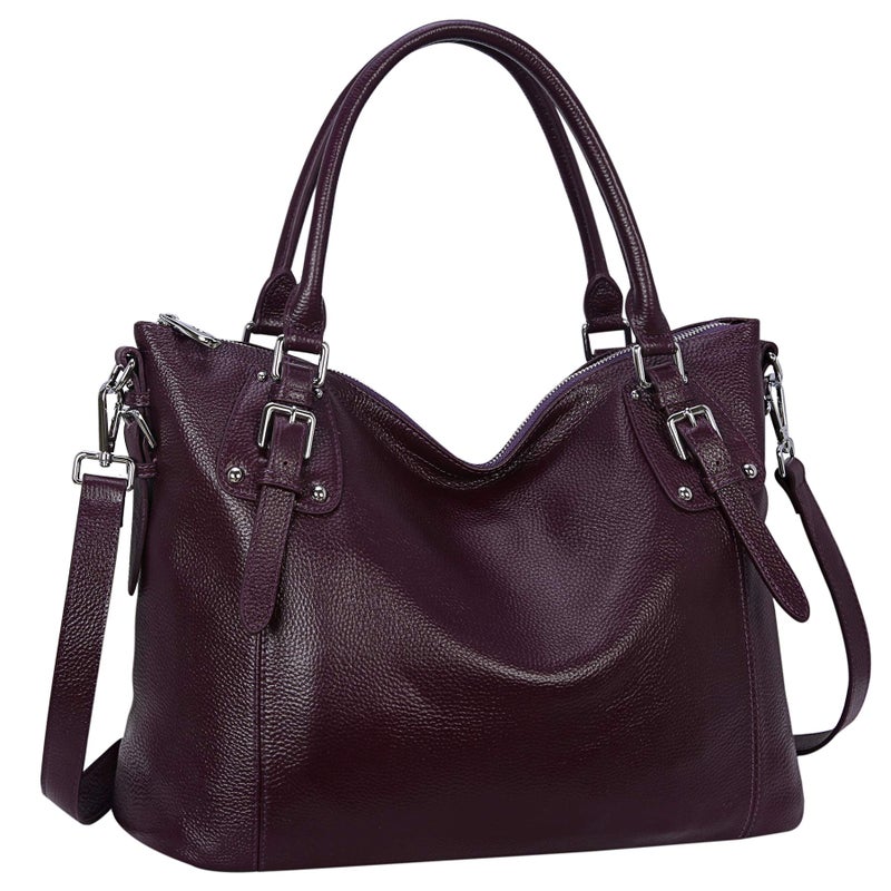 HESHE Genuine Leather Purses and Handbags for Women Tote Shoulder Bag Satchel Purse Top Handle Bags Hobo Crossbody Purse (Large,Violet) - Image 1