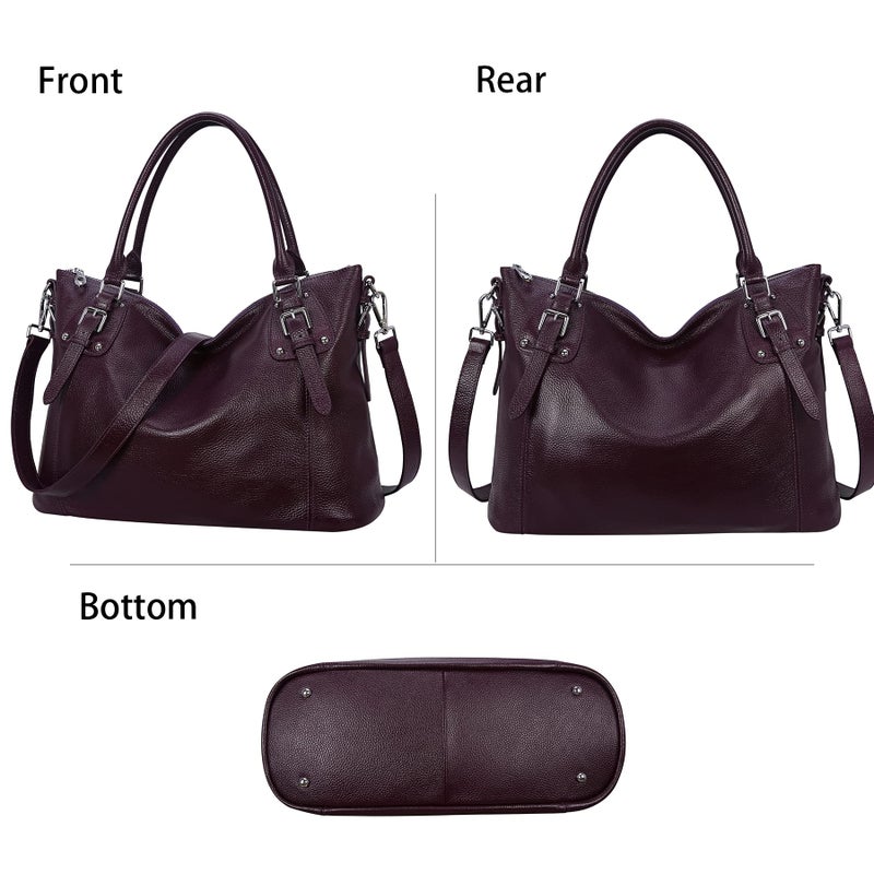 HESHE Genuine Leather Purses and Handbags for Women Tote Shoulder Bag Satchel Purse Top Handle Bags Hobo Crossbody Purse (Large,Violet) - Image 3