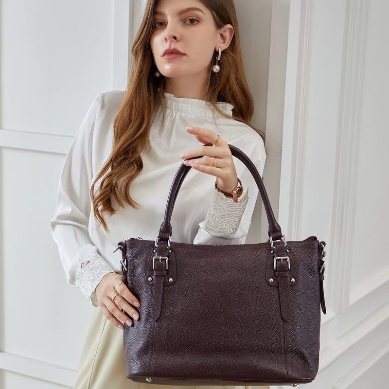 HESHE Genuine Leather Purses and Handbags for Women Tote Shoulder Bag Satchel Purse Top Handle Bags Hobo Crossbody Purse (Large,Violet) - Image 2