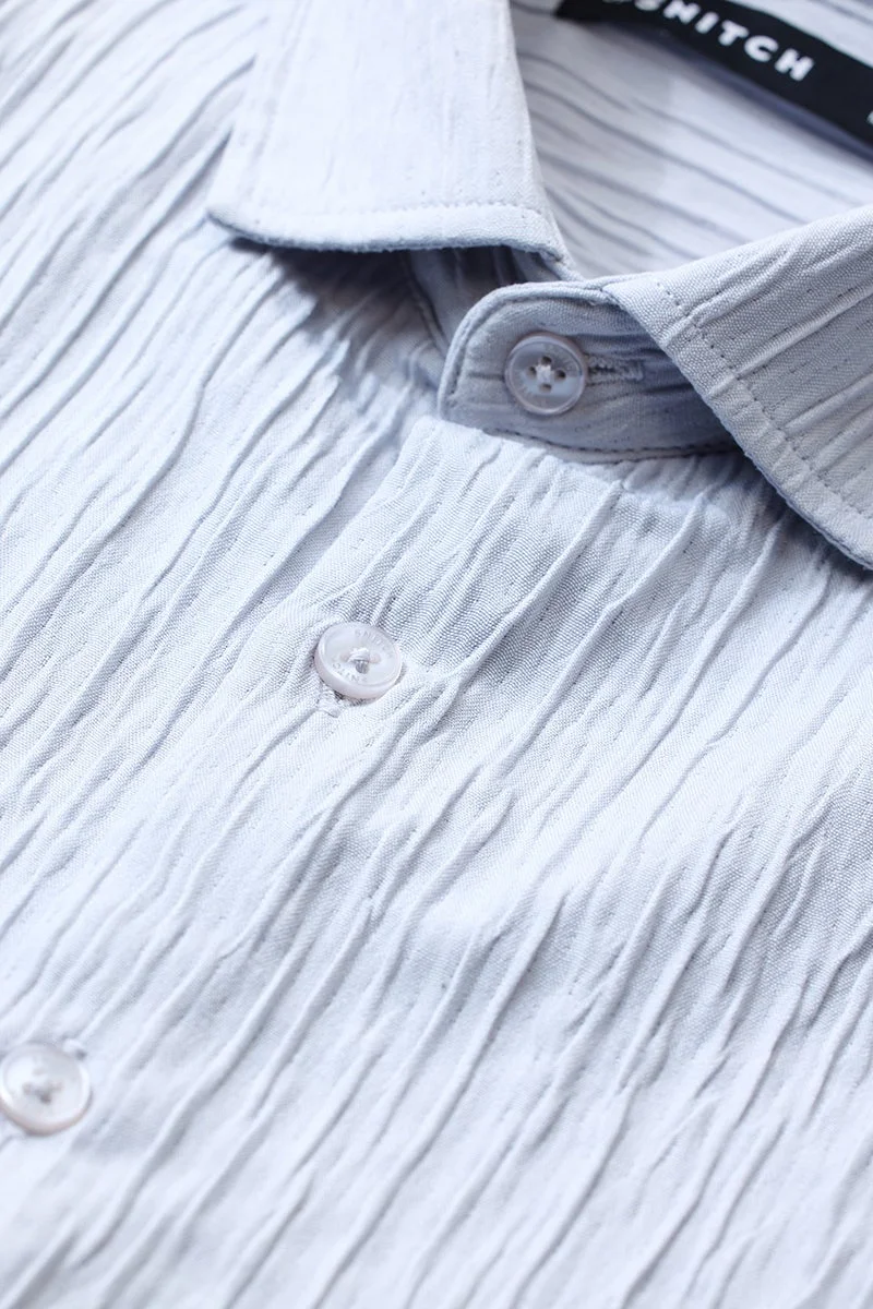 SNITCH Light Blue Slim Fit Creased Shirt