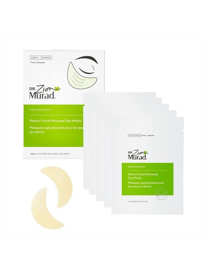Murad Dr. Zion Retinol Youth Renewal Eye Masks – No-Slip Under Eye Patches for Fine Lines, Wrinkles, Crow's Feet and Puffy Eyes - Full Absorption Treatment Strips, 5 Pairs - Image 1