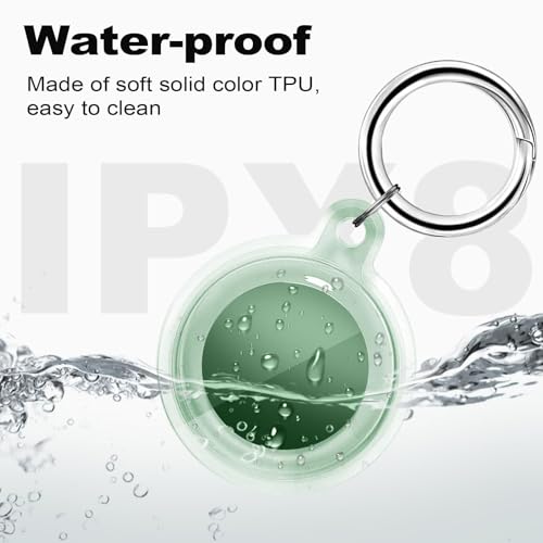 Foweroty IPX8 Waterproof Case for AirTag 2nd Gen (2026) & 1st Gen, Full Body Holder Keychain, Anti-Scratch Cover for Apple for Air Tags, Luggage, Pet Collar, Car Keys, Kids, Clear Green - Image 2