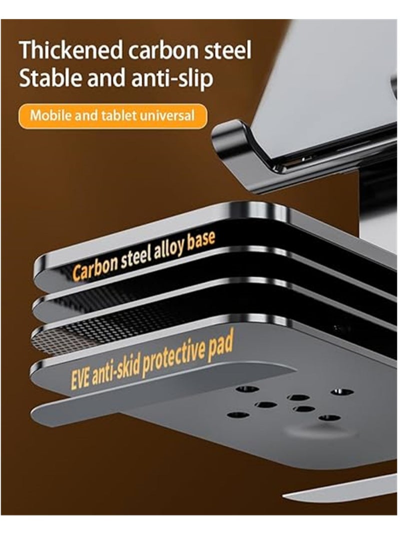 SYOSI Foldable Desktop Phone Stand, Angle Adjustable Metal Phone Holder for Desk, Compatible with iPhone 15/14/13/12 Pro Max Plus Mini and all Cell Phones, Pads and Tablets, Grey, 1 Pcs - Image 3