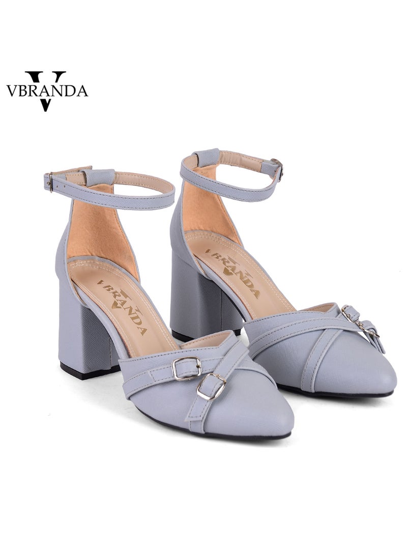 Vbranda High-Heel Sandal with Wide Heel for Foot Comfort C-57-BABY BLUE  - Image 1