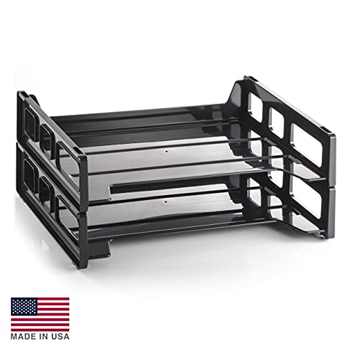 Officemate 26054 Recycled Desk Tray, Side Load,9 x 16 1/4 x 5, Legal, Black, 2/PK (OIC26054) - Image 2