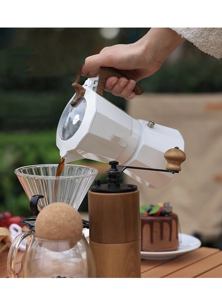 Double-valve Moka Pot Traditional Hand-brew Italian High-temperature Extraction Kitchen Household Espresso Coffee Appliance(white)  - Image 2
