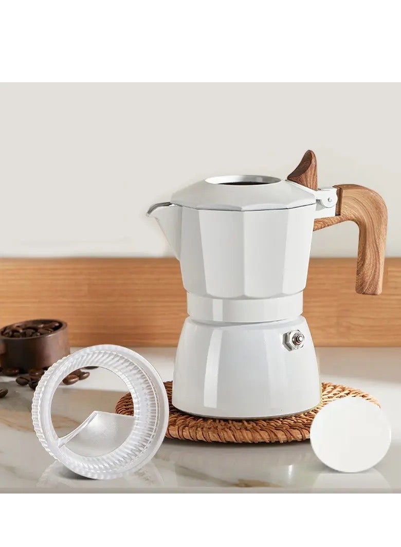 Double-valve Moka Pot Traditional Hand-brew Italian High-temperature Extraction Kitchen Household Espresso Coffee Appliance(white)  - Image 5