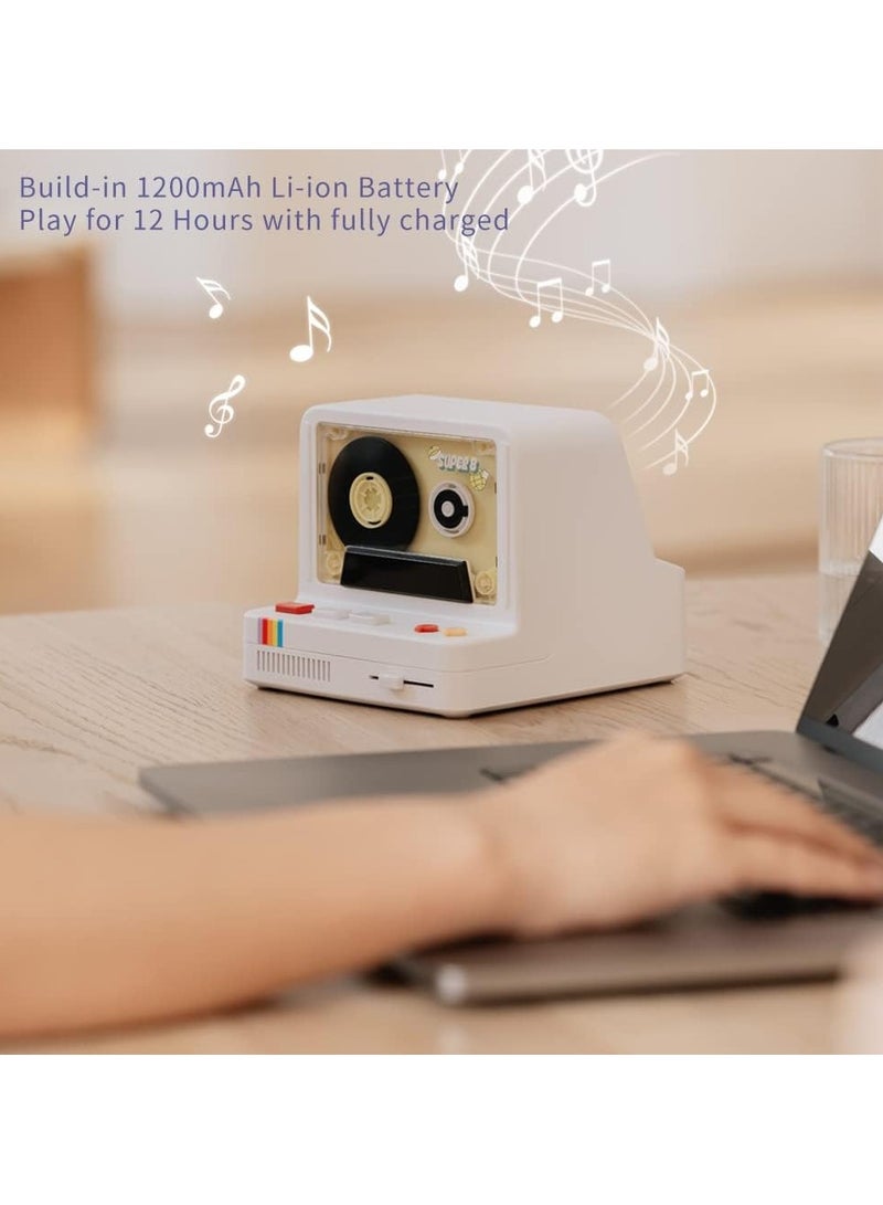 Vintage Cassette Player Style Bluetooth Speaker Tape Recorder Style Retro Bluetooth Speaker White Cute Look Creative Gift for Girls Good Bass Enhancement Loud Volume  - Image 3