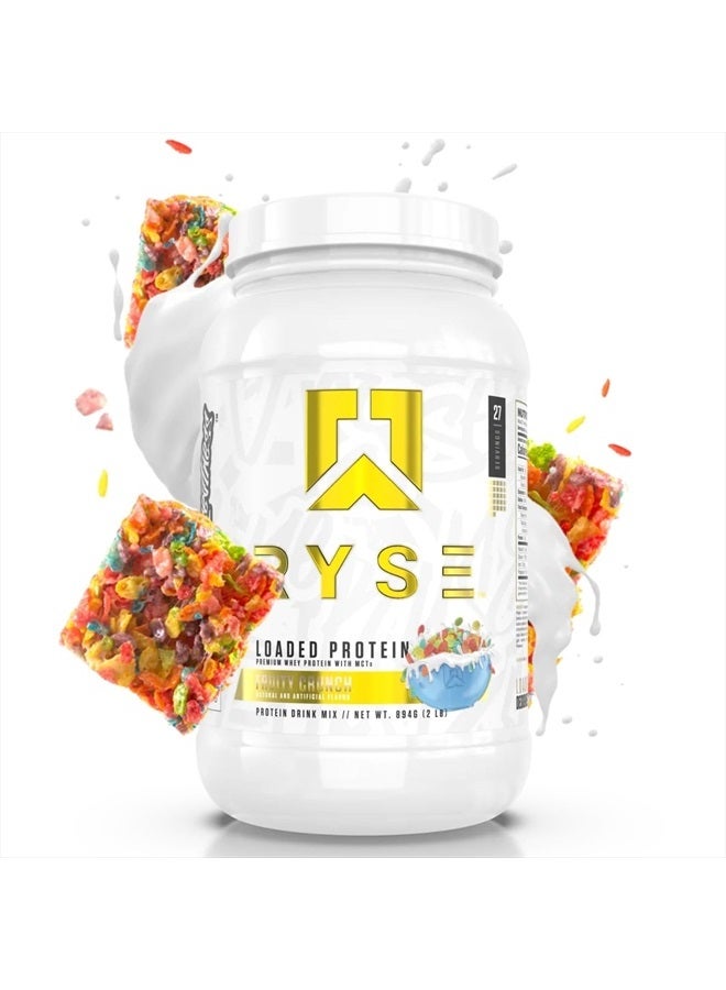 RYSE Up Supplements Loaded Protein Powder | 25g Whey Protein Isolate & Concentrate | with Prebiotic Fiber & MCTs | Low Carbs & Low Sugar | 27 Servings (Fruity Crunch)  - Image 1