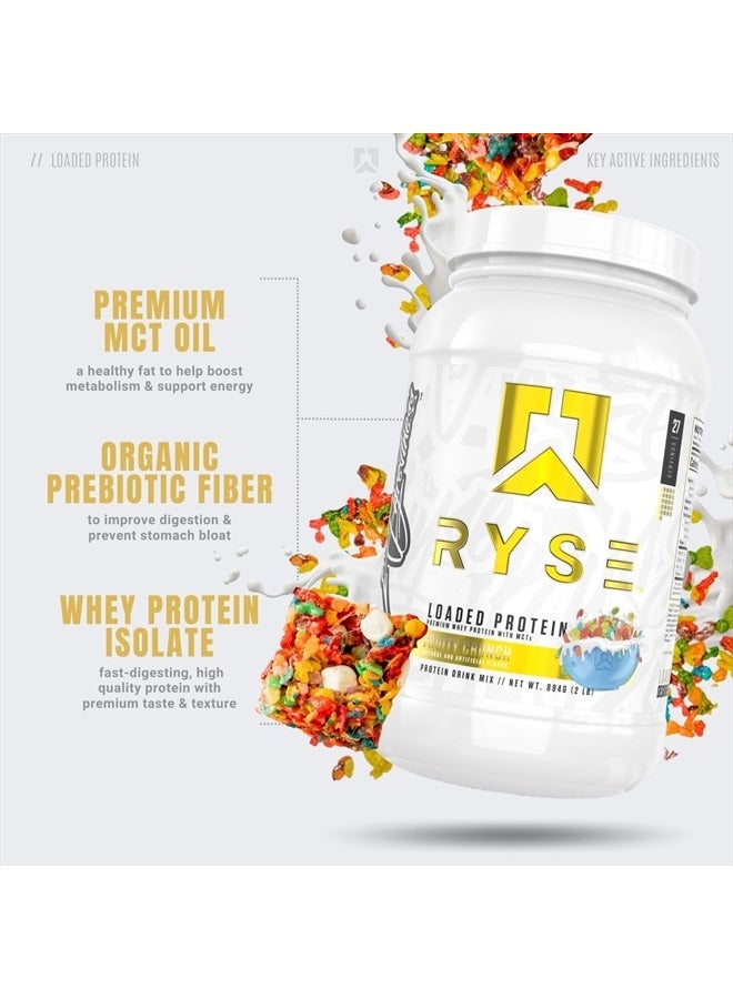 RYSE Up Supplements Loaded Protein Powder | 25g Whey Protein Isolate & Concentrate | with Prebiotic Fiber & MCTs | Low Carbs & Low Sugar | 27 Servings (Fruity Crunch)  - Image 3