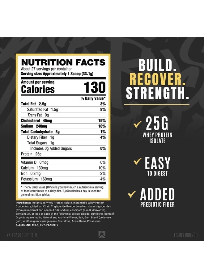 RYSE Up Supplements Loaded Protein Powder | 25g Whey Protein Isolate & Concentrate | with Prebiotic Fiber & MCTs | Low Carbs & Low Sugar | 27 Servings (Fruity Crunch)  - Image 2