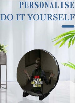 Service Zone Protective Printed White Round Shape Marble Photo Frame for Table Top Iam Me Take Me As Iam Or Watch Me As I Go 