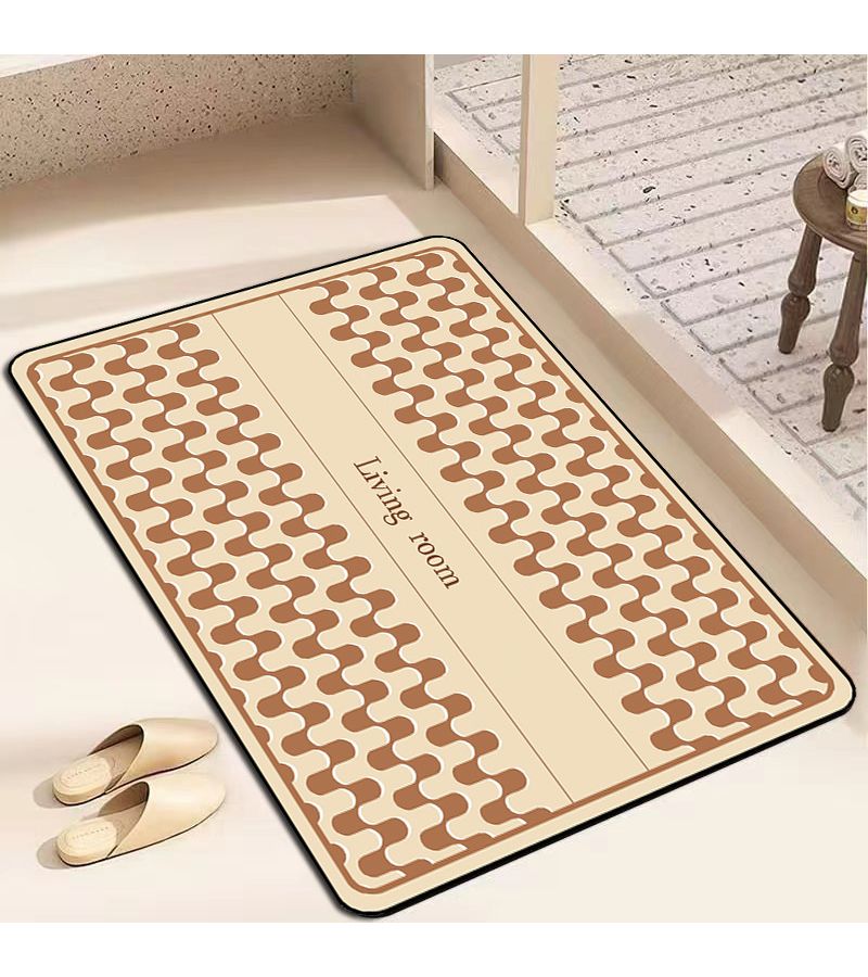 Sky Blue Square French Wavy Diatom Mud Bathroom Mat Water Absorbent Quick Dry Anti Slip Washable - Image 4