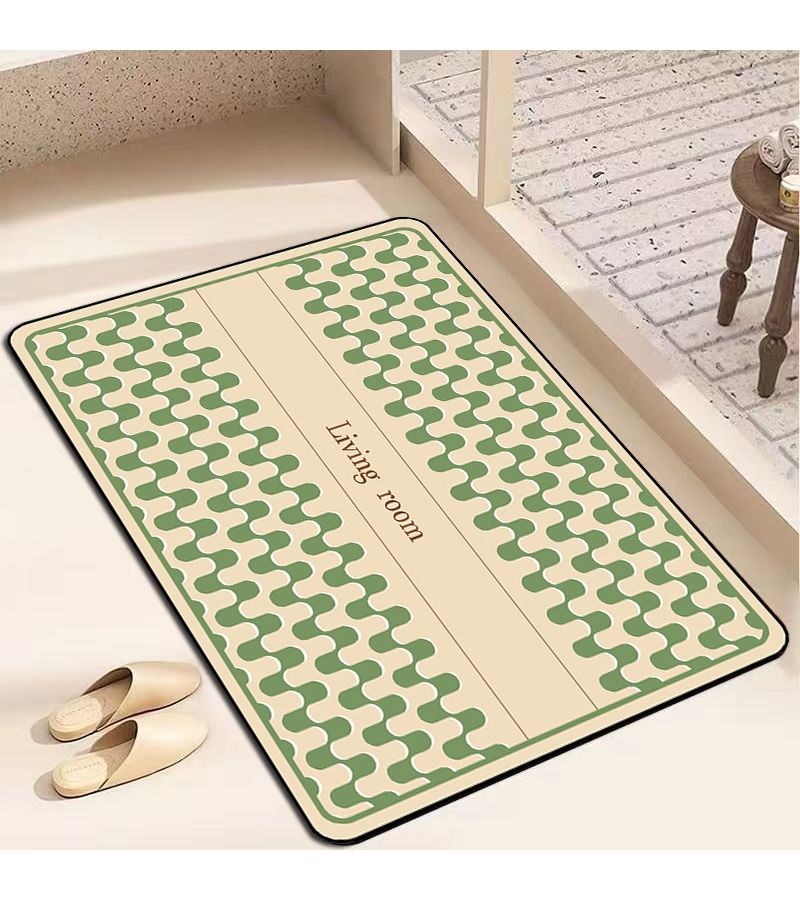 Sky Blue Square French Wavy Diatom Mud Bathroom Mat Water Absorbent Quick Dry Anti Slip Washable - Image 2