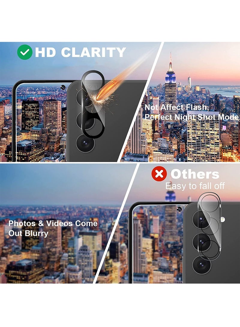 Wtech Samsung Galaxy S25 5G 2025 Premium Camera Lens Tempered Glass Protector Shield - Clear/Black - Image 3