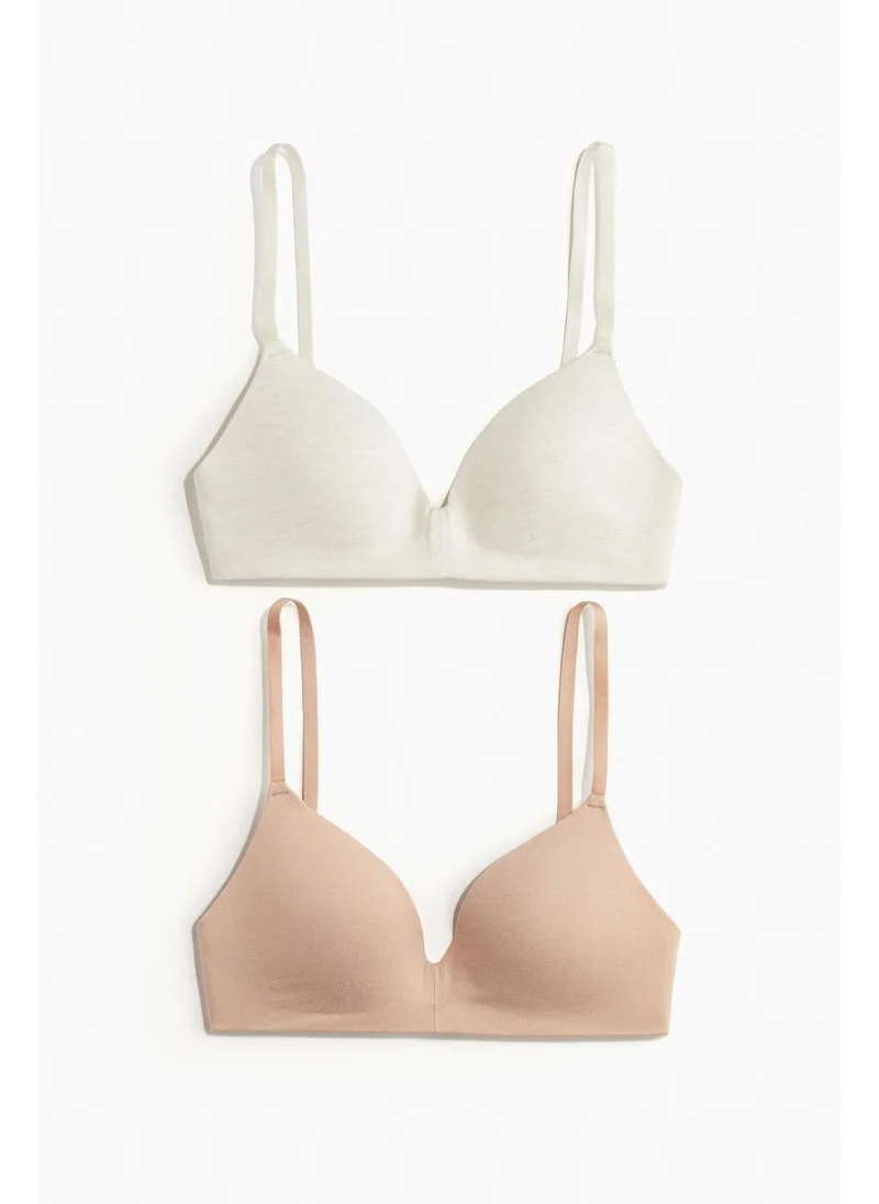 H&M 2-pack padded non-wired cotton bras