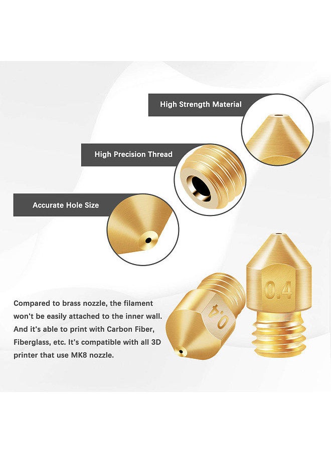 Generic 6PCS 3D Printer Brass Copper Extruder Nozzle MK8 0.4mm for Creality CR-6 SE 3D Printer 1.75mm Filament  - Image 2