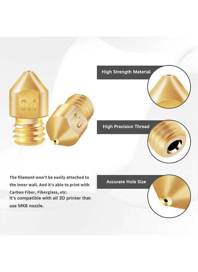 Generic 6PCS 3D Printer Brass Copper Extruder Nozzle MK8 0.4mm for Creality CR-6 SE 3D Printer 1.75mm Filament  - Image 4