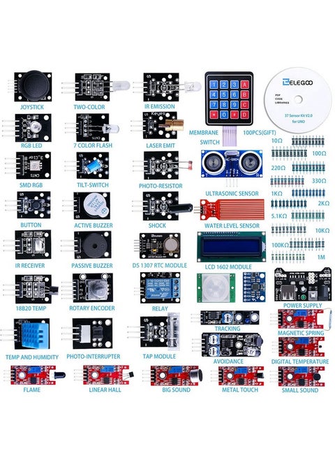 ELEGOO Upgraded 37 in 1 Sensor Modules Kit with Tutorial Compatible with Arduino IDE UNO R3 MEGA Nano