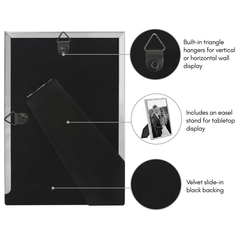 Americanflat 4x6 Picture Frame with Bamboo-Style Molding - Silver Bamboo Frame with Shatter-Resistant Glass - Elegant Gallery Style Frames for Tabletop or Wall Display - Silver - Image 5