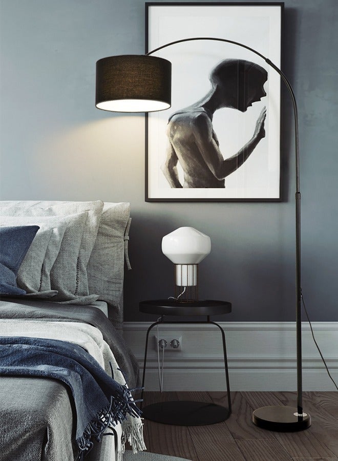 DIDA Floor Lamp With Led Bulb Metal 12W Warm Light Black 185x38cm - Image 2
