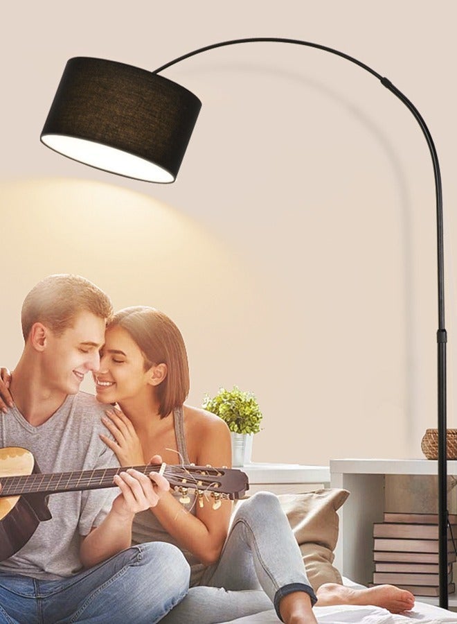 DIDA Floor Lamp With Led Bulb Metal 12W Warm Light Black 185x38cm - Image 3