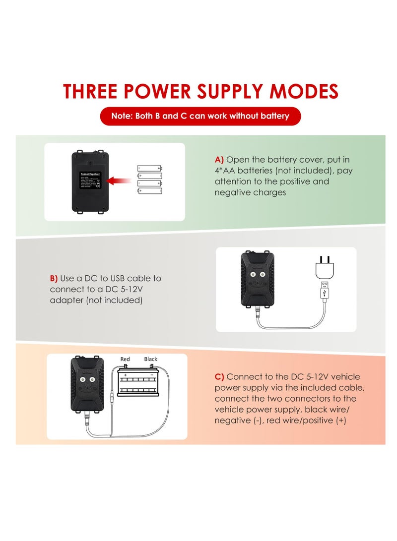 Zikra Ultrasonic Rodent Repellent, for Car Engines Under Hood Animal Repeller, Battery Powered Rat Deterrent Mouse Blocker with LED Strobe Lights, Car Truck RV Rodent Defense Vehicle Protection - Image 5