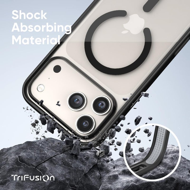 FLOLAB حافظة FLOLAB Surtect Tri-Fusion المغناطيسية لجهاز iPhone 17 Pro Max تصميم نحيف واقي متوافق مع Magsafe درجة عسكرية - أسود شفاف أسود - Image 2