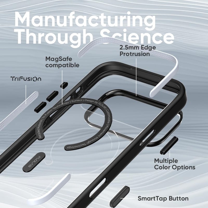 FLOLAB حافظة FLOLAB Surtect Tri-Fusion المغناطيسية لجهاز iPhone 17 Pro Max تصميم نحيف واقي متوافق مع Magsafe درجة عسكرية - أسود شفاف أسود - Image 3