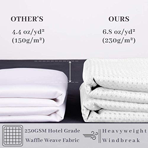 Ecoehoe Hotel Grade Waffle Weave Fabric Hook Free Shower Curtain with Magnets Snap-in Liner - Heavy Duty Bath Curtain with See Through Top Machine Washable 71" W * 79“ L White - Image 5