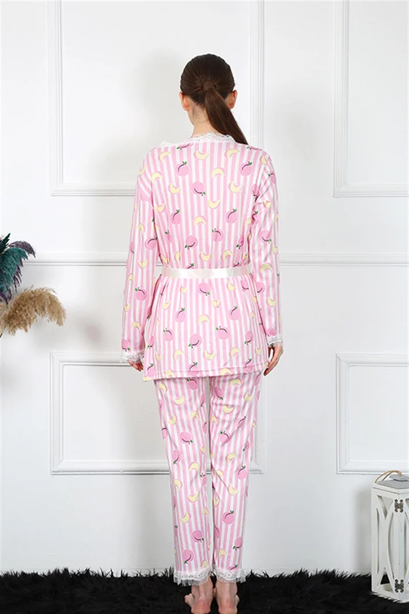 Akbeniz Women's 3-Piece Pink Dressing Gown 16104