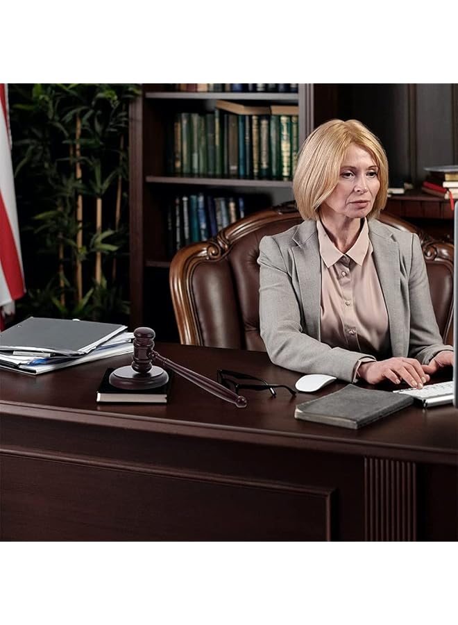 erorex Handmade Wooden Gavel Block Set Wooden Gavel And Sound Block Set Wood Hammer Court With Block Perfect For Judge Lawyer Auction Court Student And Gifts Black - Image 4