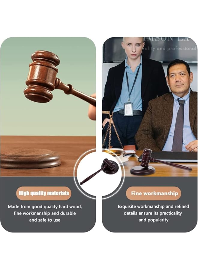 erorex Handmade Wooden Gavel Block Set Wooden Gavel And Sound Block Set Wood Hammer Court With Block Perfect For Judge Lawyer Auction Court Student And Gifts Black - Image 3