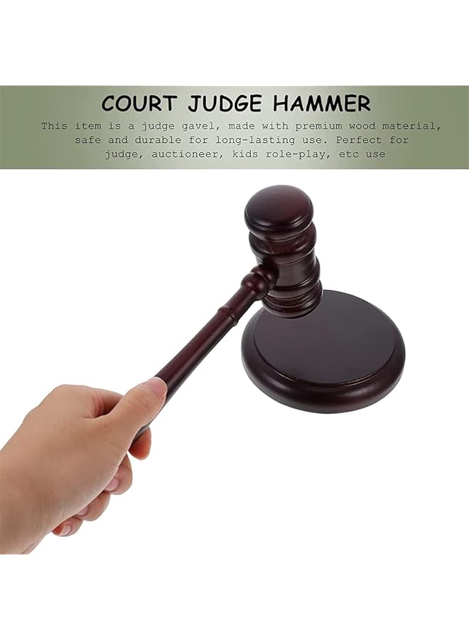 erorex Handmade Wooden Gavel Block Set Wooden Gavel And Sound Block Set Wood Hammer Court With Block Perfect For Judge Lawyer Auction Court Student And Gifts Black - Image 2