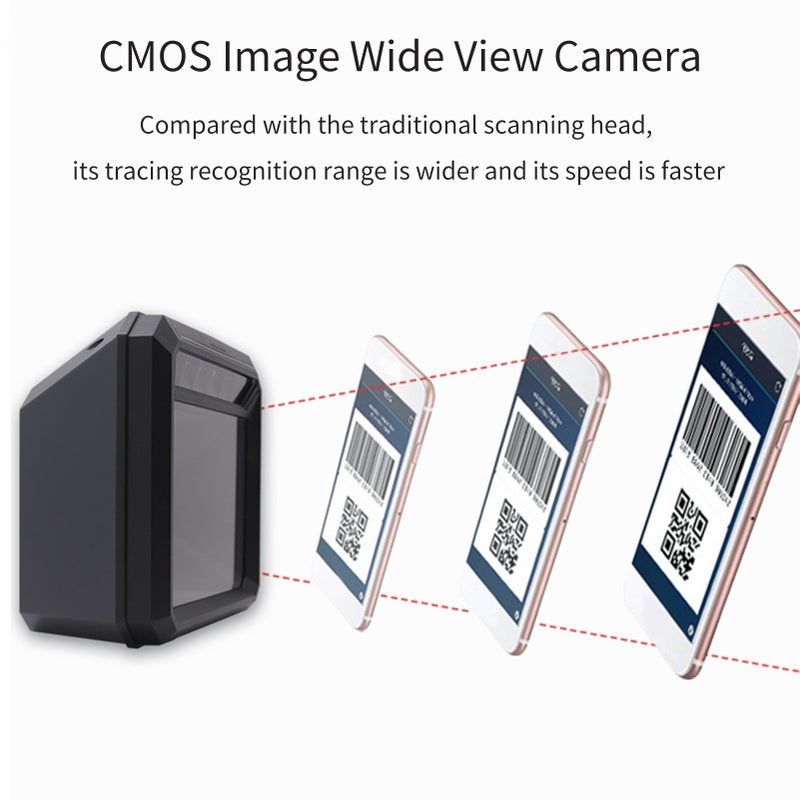 ماسح ضوئي لرموز 1D و 2D QR وحدة ماسح ضوئي CMOS صورة اتصال منفذ USB منصة متعددة الاتجاهات مسح تلقائي سرعة مسح عالية 4م/ث للوجستيات سوبر ماركت مطعم مستودع - Image 3