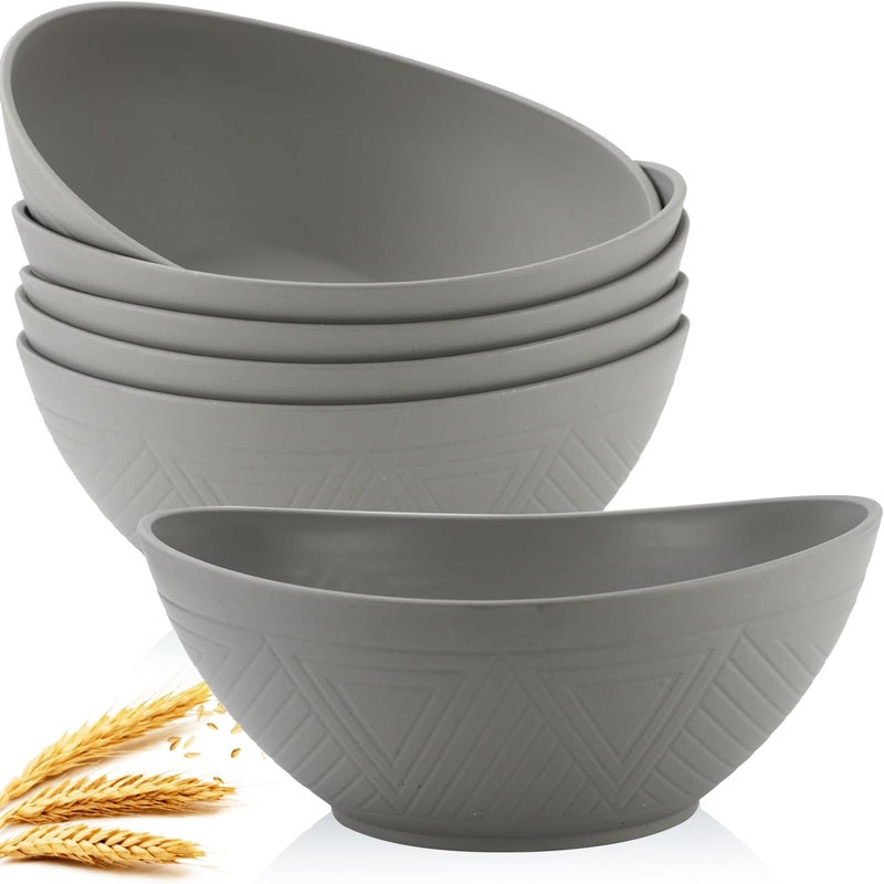 Homienly Wheat Straw Bowls Large Salad Bowls Set of 660 OZ Serving Bowl for Kitchen Camping Party  Unbreakablke Microwave and Dishwasher Safe Big Cereal Bowl Large Soup Bowl  Grey - Image 1