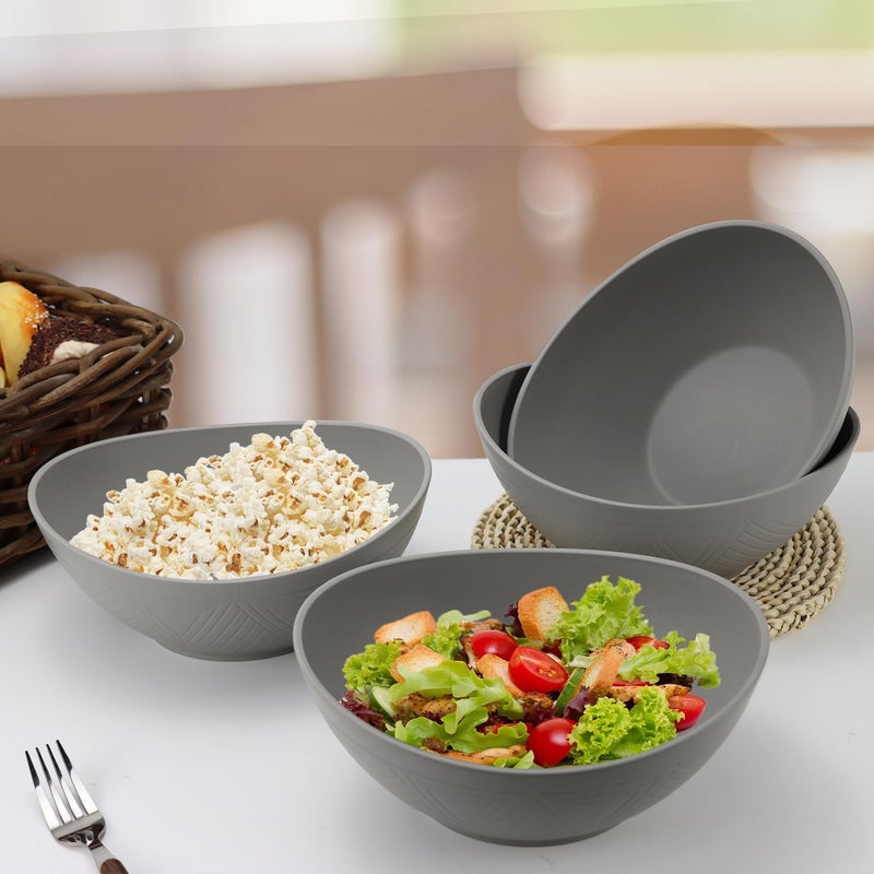 Homienly Wheat Straw Bowls Large Salad Bowls Set of 660 OZ Serving Bowl for Kitchen Camping Party  Unbreakablke Microwave and Dishwasher Safe Big Cereal Bowl Large Soup Bowl  Grey - Image 5
