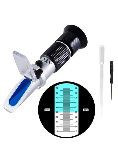 Brix Refractometer 0~90%, Handheld Sugar Refractometer, High Accurate Brix Measurement Meter with ATC for Fruit, Beverages&Juice, Honey, Maple Syrup, Molasses and Other Sugary Drink