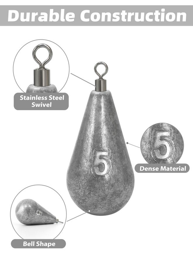 BLUEWING Casting Swivel Bell Sinkers Fishing Weights Sinkers Dipsey Sinker Drop Shot Weight with Stainless Steel Swivel 3/4oz Lead Weights Saltwater Fishing Sinkers 10pcs - Image 2