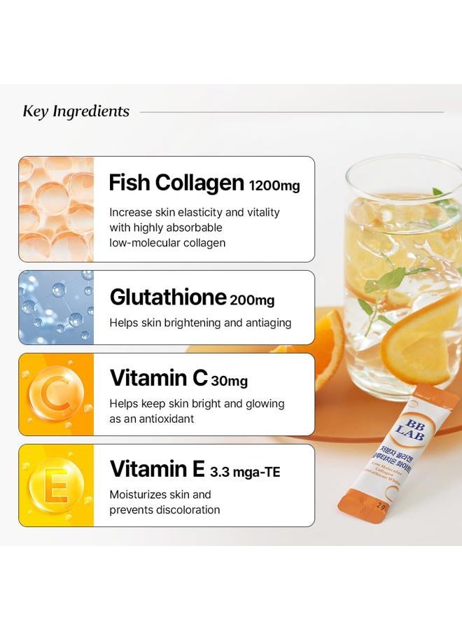 BB LAB Collagen Glutathione White, Low Molecular Korean Stick Supplement, Fish Peptides, Vitamin C, Vitamin E, Glutathione, Fast abosorption, Orange Flavor - Image 4
