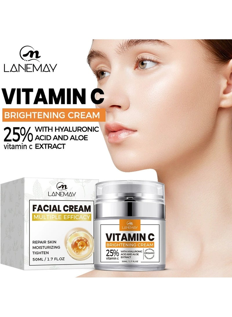LANEMAY كريم فيتامين سي للوجه – مصحح بهتان لون البشرة، كريم VC مرطب ومغذي ومائي - Image 1