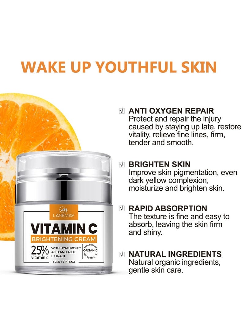 LANEMAY كريم فيتامين سي للوجه – مصحح بهتان لون البشرة، كريم VC مرطب ومغذي ومائي - Image 2