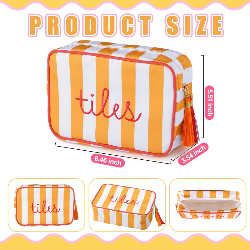 Sanwuta Mahjong Tile Bag with Zipper, Mahjong Storage Pouch Mah Jong Bags for Tiles Board Game Pieces Game Party Travel Gatherings Accessories, 8.46 x 5.51 x 3.54 Inch(Orange,Classic) - Image 2