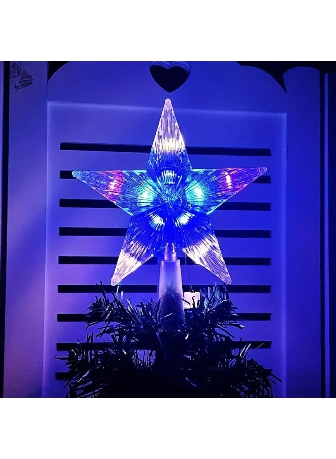PAMEER 15cm/0.6ft LED Christmas Tree Topper Star with Multicolor Modes, Plug-in/Battery- (Battery Box Included) - Pentagonal/Circular Shade for /Outdoor Holiday Tree Decoration, Durable Plastic - Image 4