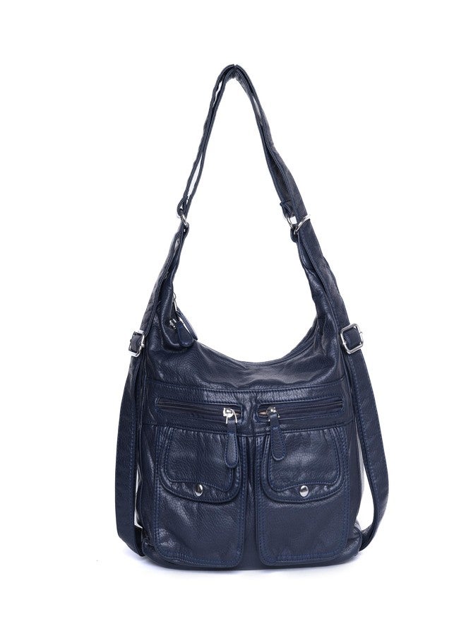 SANTORINI DualMode Handbag Women’s 2-in-1 Convertible Shoulder bag & Backpack | Multi-Pocket Bag with Adjustable Strap, 2 Main Compartments, Front Magnetic Pockets & Side Zipper Pockets (Space Blue) - Image 1